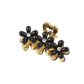 Elegante pinza per capelli dorata con tre fiori neri decorati da strass luccicanti vivaci - Nero