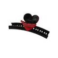 Glossy black hair claw clip featuring a 3D red and black heart-shaped decorative element - Bulk Packaging / Black