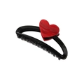 Black semi-circular hair claw clip featuring a glossy red heart dopamine accessory - Black / Bulk Packaging