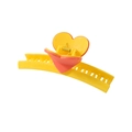Large yellow heart-shaped hair claw clip with red outline for elegant hair styling - Bulk Packaging / Yellow