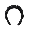 Cerchietto in raso nero con design imbottito a nuvola e sezioni a bolle per capelli da donna - Cerchietto Nero