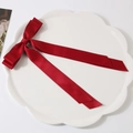 Elegant 2.5CM deep red satin double-layered bow hair clip with long silk ribbons - Burgundy