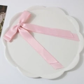 Handmade pink satin ribbon bow hair clip with elegant long tails on decorative plate - Light Pink