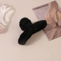 Eleganter schwarzer Kunstfell Haarklammer für Damen Herbst Winter Haarstyling Zubehör - 12cm Schleifen-Stil / Großpackung / Schwarz