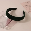 Diadema retro de terciopelo grueso verde oscuro para mujer con estilo francés minimalista - Verde