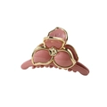 Eleganter lotusrosa Haarklammer mit goldenem Metallrand und floralem Harzblüten-Design - Rosa