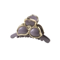 Mittlere Haarklammer in Mattlila mit elegantem Goldrand und zentralem Blumendetail - Lila