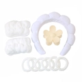 Set da 10 pezzi per skincare in peluche bianco con fascia a nuvola e molletta a fiore - Set da 10 pezzi bianco