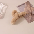Eleganter khakifarbener Kunstpelz-Haarclip für tägliches Haarstyling und Accessoires - 12cm Schleifen-Stil / Großpackung / Khaki