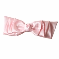 Elegant pink satin bow hair clip with a smooth glossy finish and layered fabric design - Pink