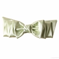 Mint green satin bow spring hair clip with elegant layered fabric and silky texture - Green