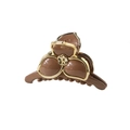 Pince à cheveux marron avec bords dorés métallisés et petite fleur dorée - Fleur à trois pétales / 7cm / Chocolat