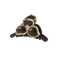 Pince à cheveux fleur marron foncé élégante avec bords dorés et accent floral en métal - Fleur à trois pétales / 7cm / Café Foncé