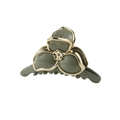 Pince à cheveux fleur vert olive élégante avec bords dorés et finition brillante - Fleur à trois pétales / 7cm / Vert olive