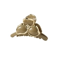 Pince à cheveux élégante en forme de fleur kaki avec bords dorés pour femmes - Fleur à trois pétales / 7cm / Vert Moutarde