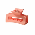 Pink matte rectangle hair claw clip with a hollow rectangular design and metal spring - 4cm Matte Orange