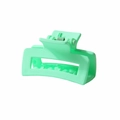 Mint green matte rectangular claw clip for hair with minimalist cutout design - 4cm Matte Green