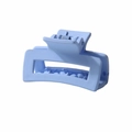 Matte light blue hollow rectangular hair claw clip with a durable metal spring - 4cm Matte Blue