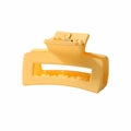 Matte bright yellow square hollow hair claw clip with strong metal spring for styling - 4cm Matte Yellow