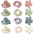 Set da 12 pezzi di accessori per capelli con mollette a fiori e scrunchie in colori pastello - Colori Pastello