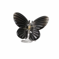 Eleganter schwarzer Schmetterlings-Haarclip aus glänzendem Kunstharz mit Goldfeder - Schwarz Farbverlauf