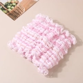 Elastic pink and white ruffled U-shaped spa headband with cute fuzzy pom-poms - Pink (#1)