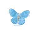 Himmelblauer lichtdurchlässiger Schmetterling-Haarclip mit feiner Textur und Goldfeder - Himmelblauer Farbverlauf