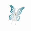 Pince à cheveux papillon bleu dégradé élégante avec design ajouré et ressort métal - Emballage en vrac / Dégradé Bleu Paon