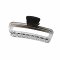 Translucent smokey gray rectangular hair claw clip with durable metal spring and hollow design - Bulk Packaging / Gradient Black