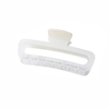 Translucent white rectangular geometric hair claw clip for thick hair styling - Bulk Packaging / Gradient White
