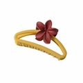 Matte yellow hair claw clip with dark red frangipani flower for thick hair - Matte-Yellow