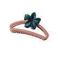 Matte pink arched hair claw clip with dark green frangipani flower decoration - Matte-Pink