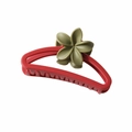 Matte red hollow hair claw clip featuring a contrasting olive green frangipani flower - Matte Red