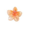 Elegant gradient orange and pink frangipani hair claw clip with pearlescent resin finish - Bulk Packaging / Iridescent Plumeria-Orange