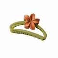 Matte olive green hair claw clip featuring a burnt orange floral egg flower decoration - Matte Olive Green