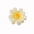 Elegant cream white flower hair claw clip with orange center for women's hair styling - Bulk Packaging / Yellow