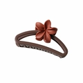 Pinza per capelli opaca plumeria marrone scuro con fiore rosso-marrone grande - Marrone Scuro Opaco