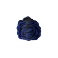 Elegant navy blue fabric rose hair claw clip for women with detailed 3D petals - Sapphire Blue