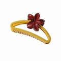 Matte frangipani flower hair claw clip with semi-circle design in dark red and yellow - Glossy Yellow