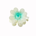 Elegant clover-shaped hair claw clip in gradient mint green and cream resin finish - Cyan