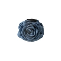 Deep blue denim fabric flower hair claw clip with multi-layered rose petal design - Denim Blue