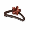 Pinza per capelli a mezzaluna caffè opaco con decorazione di fiori di frangipane rosso-marrone - Caffè Scuro Lucido