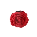 Large red fabric rose hair claw clip with realistic layered petals and black clip - Red