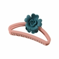 Pinza per capelli a semicerchio rosa opaco con fiore decorativo verde scuro - 056 Rosa Opaco