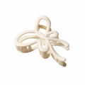 French butterfly hair claw clip in elegant cream matte finish with gold spring mechanism - Solid Creamy White / Single OPP Bag
