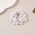 Elegante elastico per capelli con perle bianche iridescenti per code di cavallo alte - Bianco Aurora AB