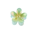 Pince à cheveux fleur verte translucide irisée avec finition nacrée élégante - Emballage en vrac / Bleu et vert irisé