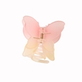 Pinza per capelli a farfalla con sfumatura rosa e gialla in resina opaca e metallo - Confezione sfusa / Sfumatura Rosa Giallo