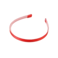 Classic 1cm red ribbed ribbon headband with non-slip inner teeth and plastic core base - Red
