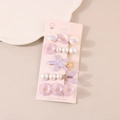 Detail showing a 5-piece set of ocean-themed hair clips with shells and pearls - B Style-Purple Collection
